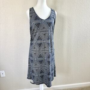 Patagonia Kamal Twist Geometric Blue and Black Midi Dress L EUC